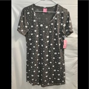 Jenni Intimates Gray Cat & Dot Sleepshirt